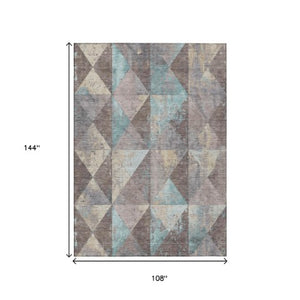 Homeroots 3' Stylish Geometric Washable Area Rug For Indoor & Outdoor Use – Durable, Stain-resistant Design Mocha Polyester 618725