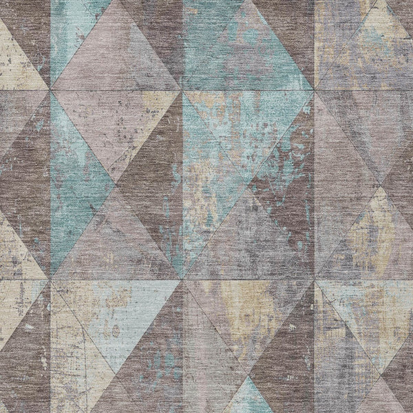 Homeroots 3' Stylish Geometric Washable Area Rug For Indoor & Outdoor Use – Durable, Stain-resistant Design Mocha Polyester 618725