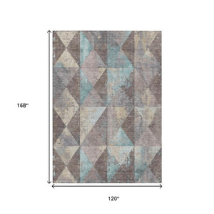 Homeroots 3' Stylish Geometric Washable Area Rug For Indoor & Outdoor Use – Durable, Stain-resistant Design Mocha Polyester 618726