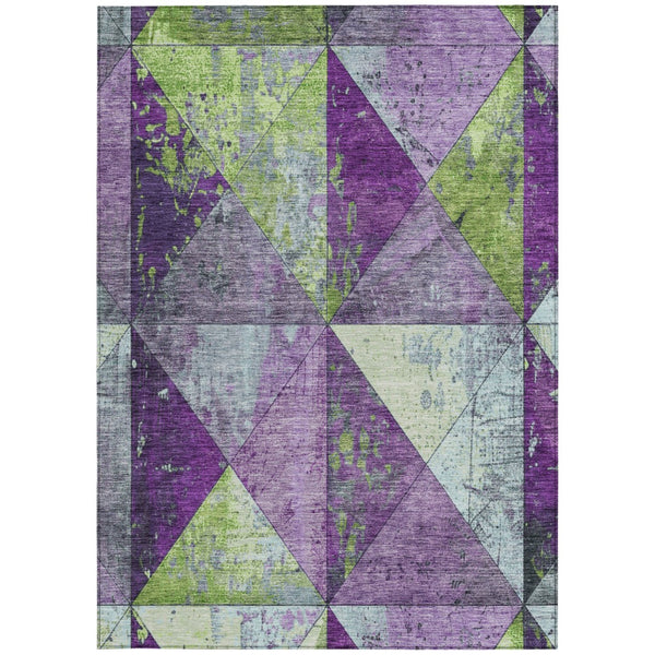 Homeroots 3' Stylish Geometric Washable Area Rug For Indoor & Outdoor Use – Durable, Stain-resistant Design Purple Polyester 618727