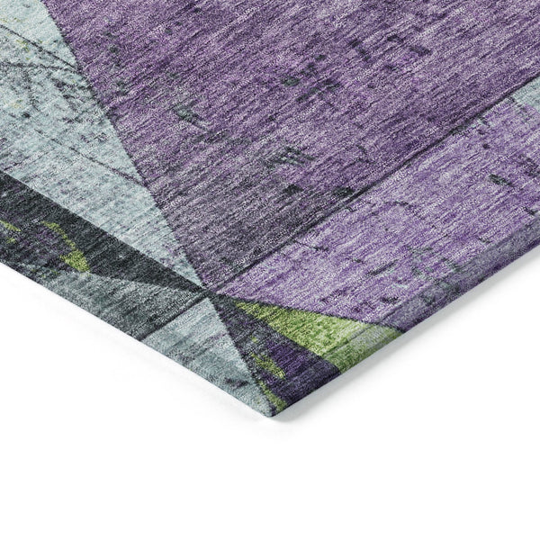 Homeroots 3' Stylish Geometric Washable Area Rug For Indoor & Outdoor Use – Durable, Stain-resistant Design Purple Polyester 618727