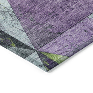 Homeroots 3' Stylish Geometric Washable Area Rug For Indoor & Outdoor Use – Durable, Stain-resistant Design Purple Polyester 618729