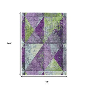 Homeroots 3' Stylish Geometric Washable Area Rug For Indoor & Outdoor Use – Durable, Stain-resistant Design Purple Polyester 618731