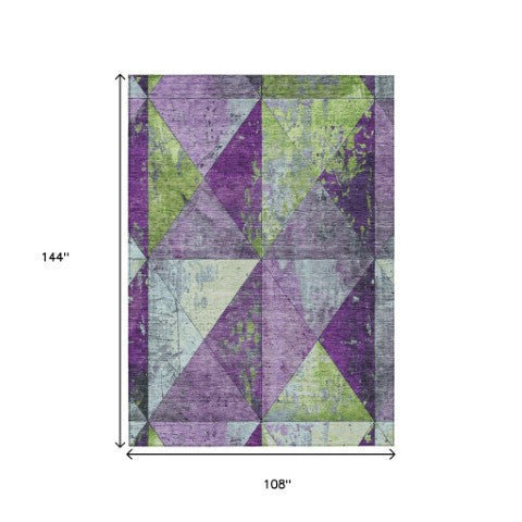 Homeroots 3' Stylish Geometric Washable Area Rug For Indoor & Outdoor Use – Durable, Stain-resistant Design Purple Polyester 618731