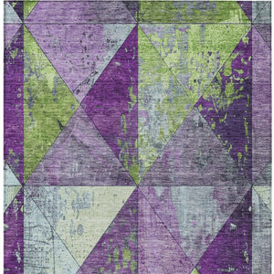 Homeroots 3' Stylish Geometric Washable Area Rug For Indoor & Outdoor Use – Durable, Stain-resistant Design Purple Polyester 618732