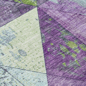 Homeroots 3' Stylish Geometric Washable Area Rug For Indoor & Outdoor Use – Durable, Stain-resistant Design Purple Polyester 618732