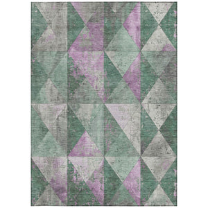Homeroots 3' Stylish Geometric Washable Area Rug For Indoor & Outdoor Use – Durable, Stain-resistant Design Sage Polyester 618733