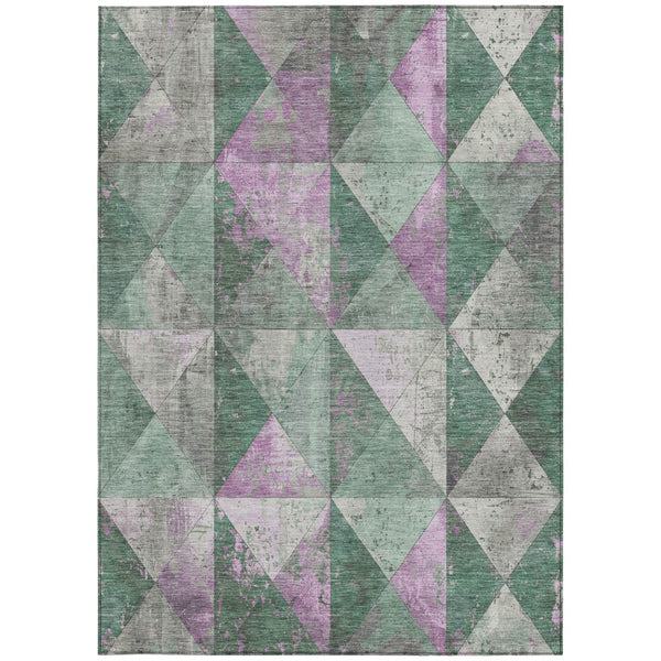 Homeroots 3' Stylish Geometric Washable Area Rug For Indoor & Outdoor Use – Durable, Stain-resistant Design Sage Polyester 618733