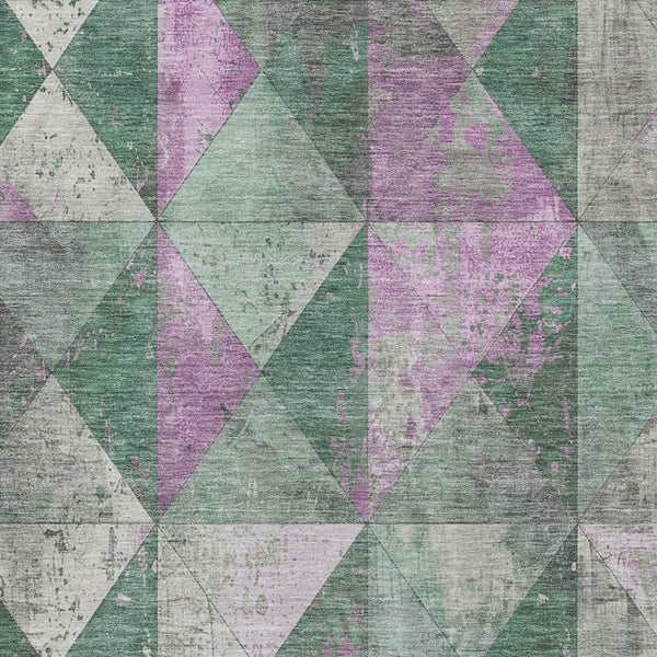 Homeroots 3' Stylish Geometric Washable Area Rug For Indoor & Outdoor Use – Durable, Stain-resistant Design Sage Polyester 618733