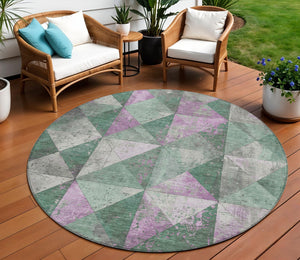 Homeroots 3' Stylish Geometric Washable Area Rug For Indoor & Outdoor Use – Durable, Stain-resistant Design Sage Polyester 618735