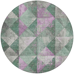 Homeroots 3' Stylish Geometric Washable Area Rug For Indoor & Outdoor Use – Durable, Stain-resistant Design Sage Polyester 618735