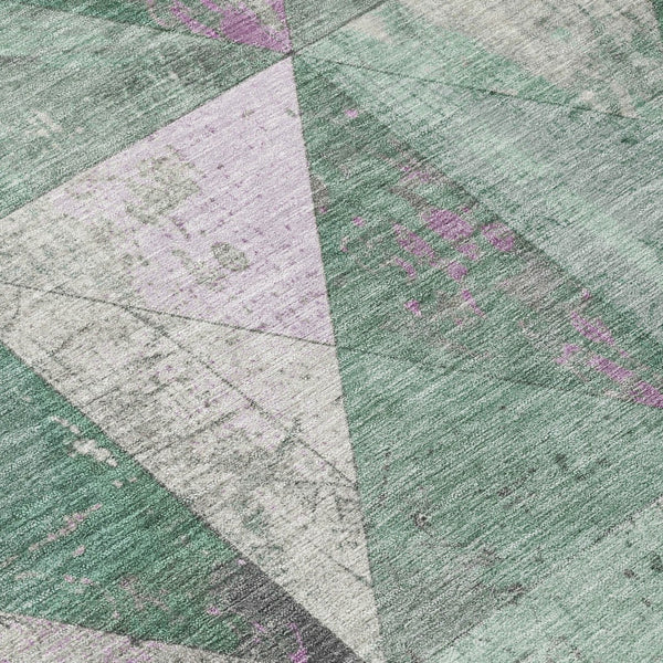 Homeroots 3' Stylish Geometric Washable Area Rug For Indoor & Outdoor Use – Durable, Stain-resistant Design Sage Polyester 618735