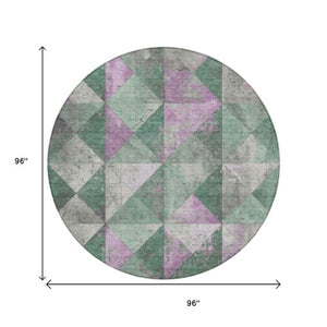 Homeroots 3' Stylish Geometric Washable Area Rug For Indoor & Outdoor Use – Durable, Stain-resistant Design Sage Polyester 618735