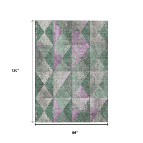 Homeroots 3' Stylish Geometric Washable Area Rug For Indoor & Outdoor Use – Durable, Stain-resistant Design Sage Polyester 618736