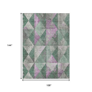 Homeroots 3' Stylish Geometric Washable Area Rug For Indoor & Outdoor Use – Durable, Stain-resistant Design Sage Polyester 618737