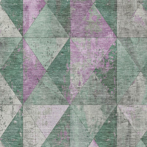 Homeroots 3' Stylish Geometric Washable Area Rug For Indoor & Outdoor Use – Durable, Stain-resistant Design Sage Polyester 618737