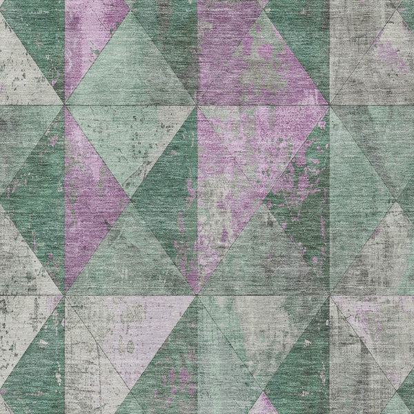 Homeroots 3' Stylish Geometric Washable Area Rug For Indoor & Outdoor Use – Durable, Stain-resistant Design Sage Polyester 618737