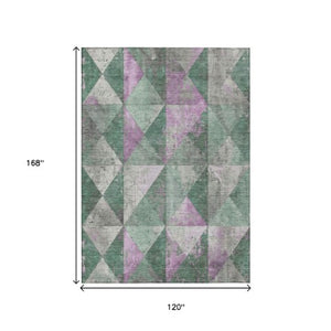 Homeroots 3' Stylish Geometric Washable Area Rug For Indoor & Outdoor Use – Durable, Stain-resistant Design Sage Polyester 618738