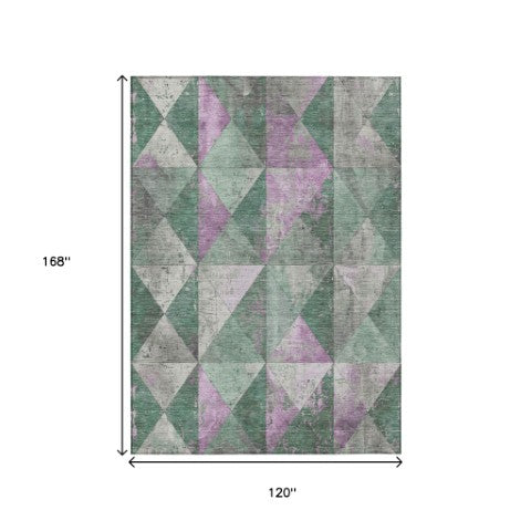 Homeroots 3' Stylish Geometric Washable Area Rug For Indoor & Outdoor Use – Durable, Stain-resistant Design Sage Polyester 618738