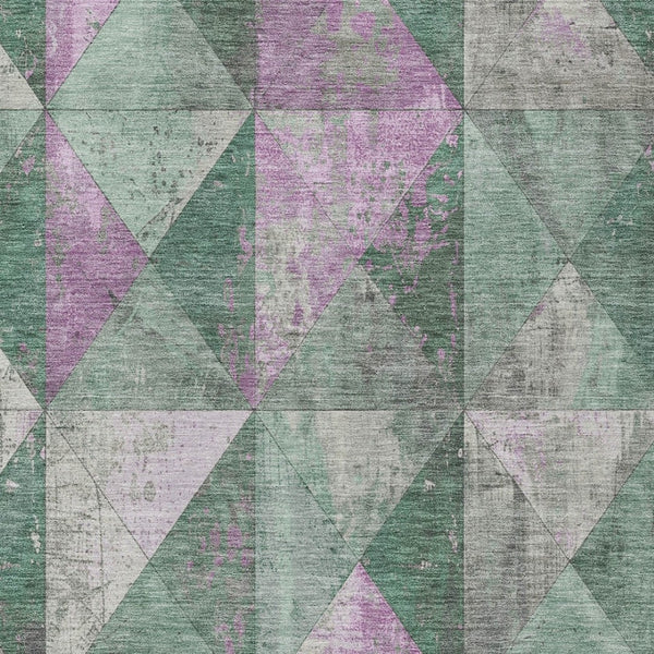 Homeroots 3' Stylish Geometric Washable Area Rug For Indoor & Outdoor Use – Durable, Stain-resistant Design Sage Polyester 618738