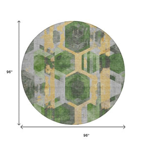 Homeroots 3' X 5' Geometric Washable Indoor Outdoor Area Rug - Stylish, Durable, And Easy To Maintain For Any Space Green Polyester 618747