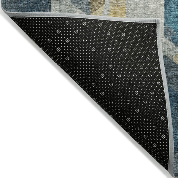 Homeroots 3' X 5' Geometric Washable Indoor Outdoor Area Rug - Stylish, Durable, And Easy To Maintain For Any Space Teal Polyester 618758