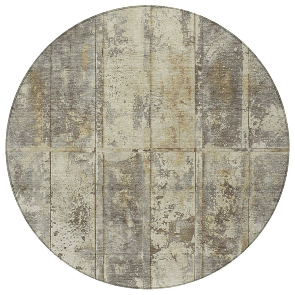 Homeroots 3' Abstract Washable Indoor Outdoor Area Rug - Stain Resistant, Durable, Stylish For Any Space Beige Polyester 618765
