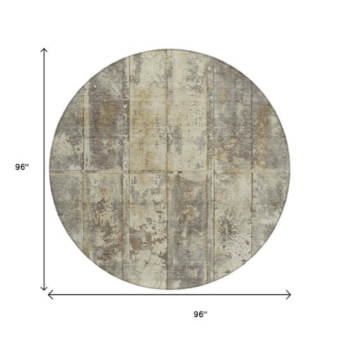 Homeroots 3' Abstract Washable Indoor Outdoor Area Rug - Stain Resistant, Durable, Stylish For Any Space Beige Polyester 618765