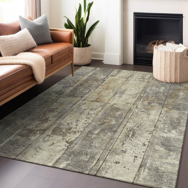 Homeroots 3' Abstract Washable Indoor Outdoor Area Rug - Stain Resistant, Durable, Stylish For Any Space Beige Polyester 618766