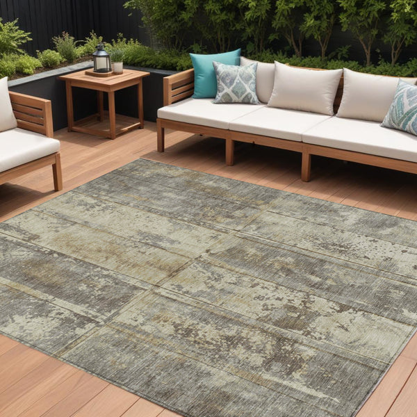 Homeroots 3' Abstract Washable Indoor Outdoor Area Rug - Stain Resistant, Durable, Stylish For Any Space Beige Polyester 618767