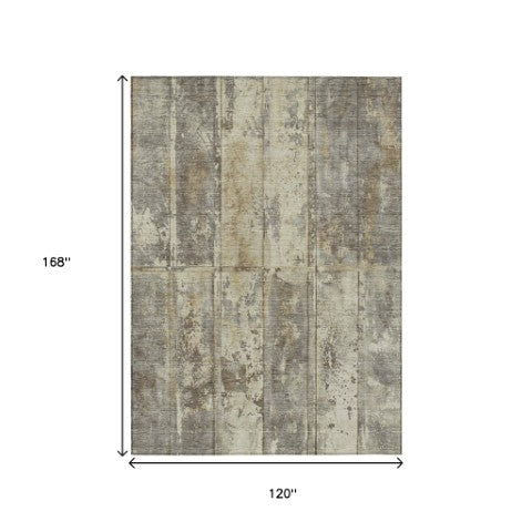 Homeroots 3' Abstract Washable Indoor Outdoor Area Rug - Stain Resistant, Durable, Stylish For Any Space Beige Polyester 618768