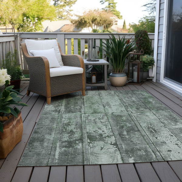 Homeroots 3' Abstract Washable Indoor Outdoor Area Rug - Stain Resistant, Durable, Stylish For Any Space Green Polyester 618769