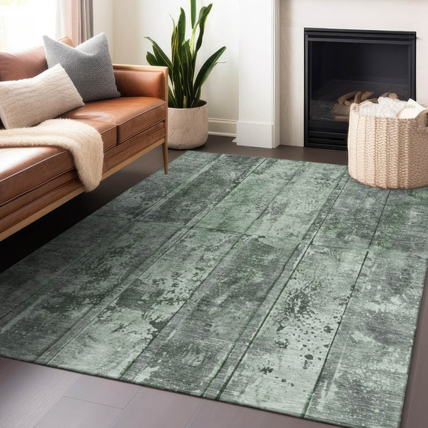Homeroots 3' Abstract Washable Indoor Outdoor Area Rug - Stain Resistant, Durable, Stylish For Any Space Green Polyester 618770