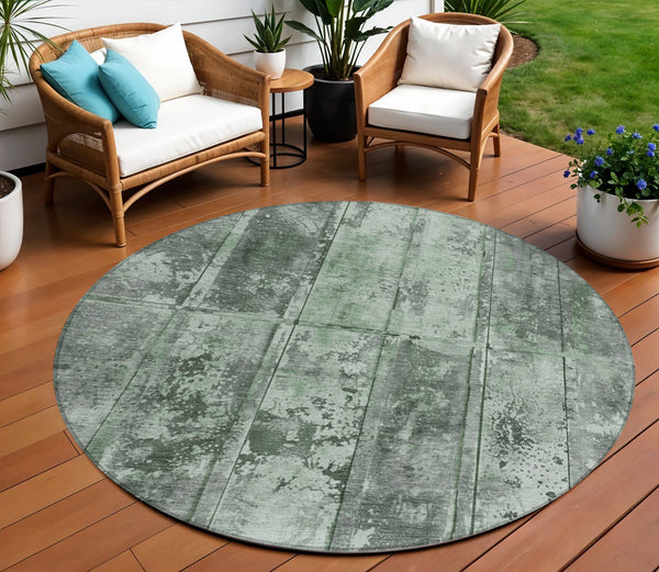 Homeroots 3' Abstract Washable Indoor Outdoor Area Rug - Stain Resistant, Durable, Stylish For Any Space Green Polyester 618771