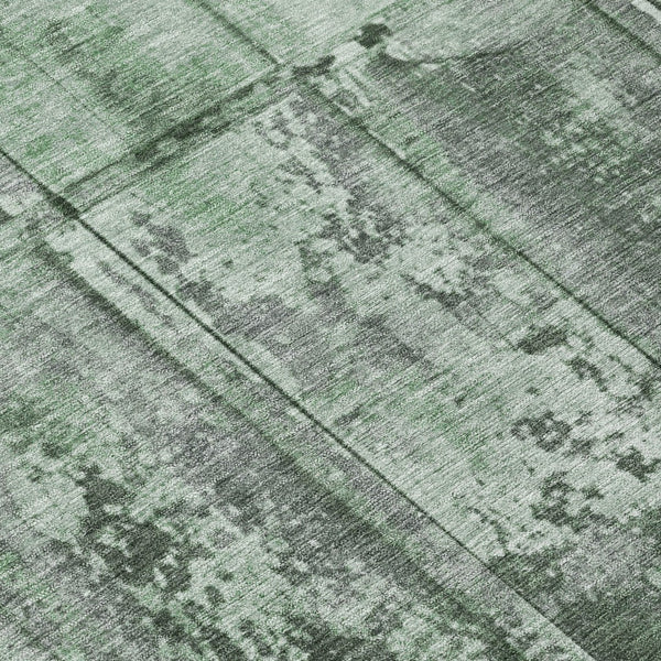 Homeroots 3' Abstract Washable Indoor Outdoor Area Rug - Stain Resistant, Durable, Stylish For Any Space Green Polyester 618771