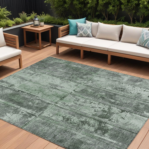 Homeroots 3' Abstract Washable Indoor Outdoor Area Rug - Stain Resistant, Durable, Stylish For Any Space Green Polyester 618774