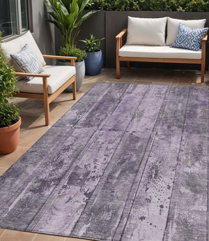 Homeroots 3' Abstract Washable Indoor Outdoor Area Rug - Stain Resistant, Durable, Stylish For Any Space Purple Polyester 618776