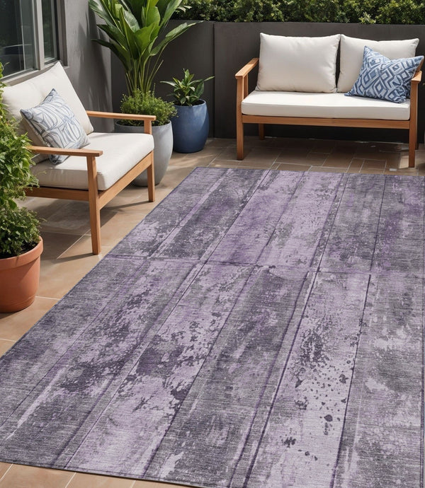 Homeroots 3' Abstract Washable Indoor Outdoor Area Rug - Stain Resistant, Durable, Stylish For Any Space Purple Polyester 618776