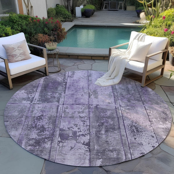 Homeroots 3' Abstract Washable Indoor Outdoor Area Rug - Stain Resistant, Durable, Stylish For Any Space Purple Polyester 618777