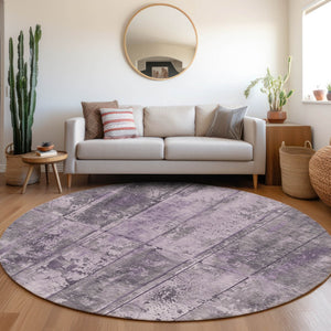Homeroots 3' Abstract Washable Indoor Outdoor Area Rug - Stain Resistant, Durable, Stylish For Any Space Purple Polyester 618777