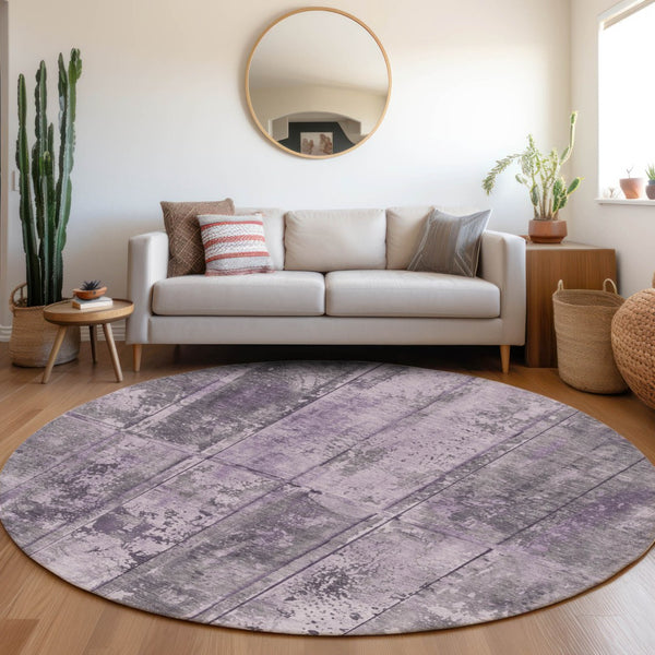 Homeroots 3' Abstract Washable Indoor Outdoor Area Rug - Stain Resistant, Durable, Stylish For Any Space Purple Polyester 618777