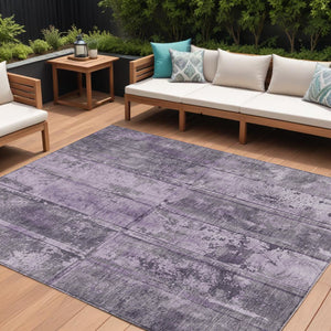 Homeroots 3' Abstract Washable Indoor Outdoor Area Rug - Stain Resistant, Durable, Stylish For Any Space Purple Polyester 618778