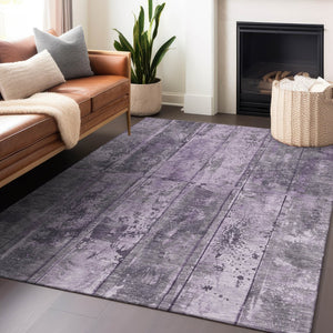 Homeroots 3' Abstract Washable Indoor Outdoor Area Rug - Stain Resistant, Durable, Stylish For Any Space Purple Polyester 618778