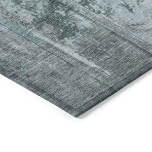 Homeroots 3' Abstract Washable Indoor Outdoor Area Rug - Stain Resistant, Durable, Stylish For Any Space Teal Polyester 618781