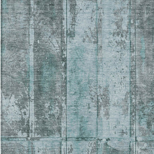 Homeroots 3' Abstract Washable Indoor Outdoor Area Rug - Stain Resistant, Durable, Stylish For Any Space Teal Polyester 618781