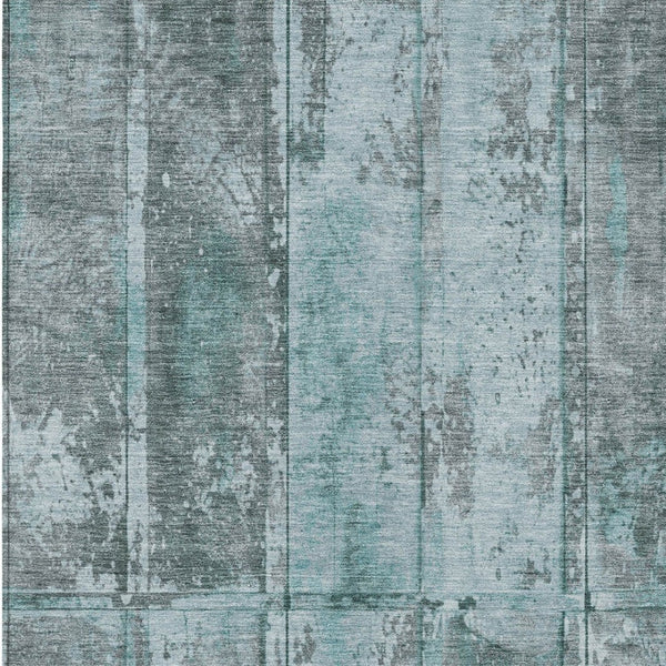 Homeroots 3' Abstract Washable Indoor Outdoor Area Rug - Stain Resistant, Durable, Stylish For Any Space Teal Polyester 618781