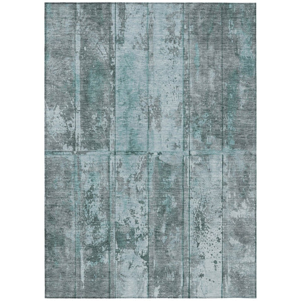 HomeRoots 5' Teal Blue Charcoal Gray Abstract Area Rug - Stylish, Durable, Washable, Indoor/Outdoor Versatility 5' X 8' 618782