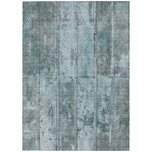 HomeRoots 5' Teal Blue Charcoal Gray Abstract Area Rug - Stylish, Durable, Washable, Indoor/Outdoor Versatility 5' X 8' 618782