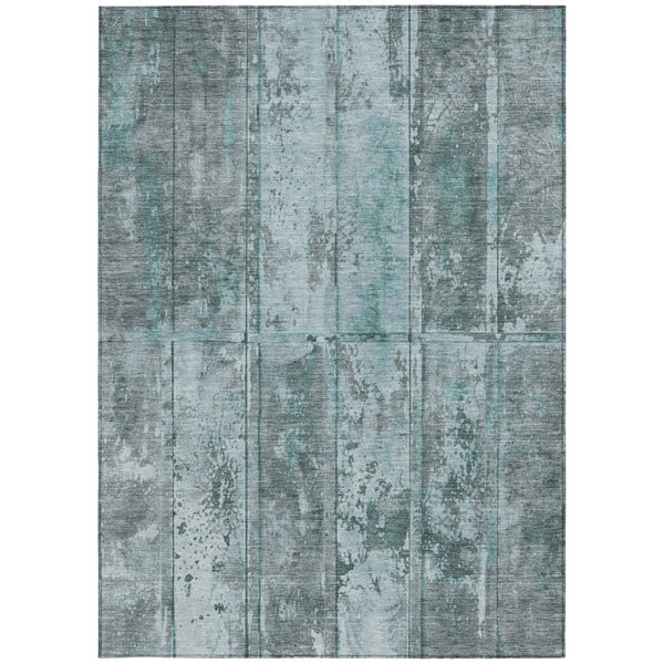 HomeRoots 5' Teal Blue Charcoal Gray Abstract Area Rug - Stylish, Durable, Washable, Indoor/Outdoor Versatility 5' X 8' 618782