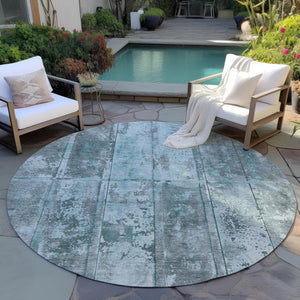 Homeroots 3' Abstract Washable Indoor Outdoor Area Rug - Stain Resistant, Durable, Stylish For Any Space Teal Polyester 618783